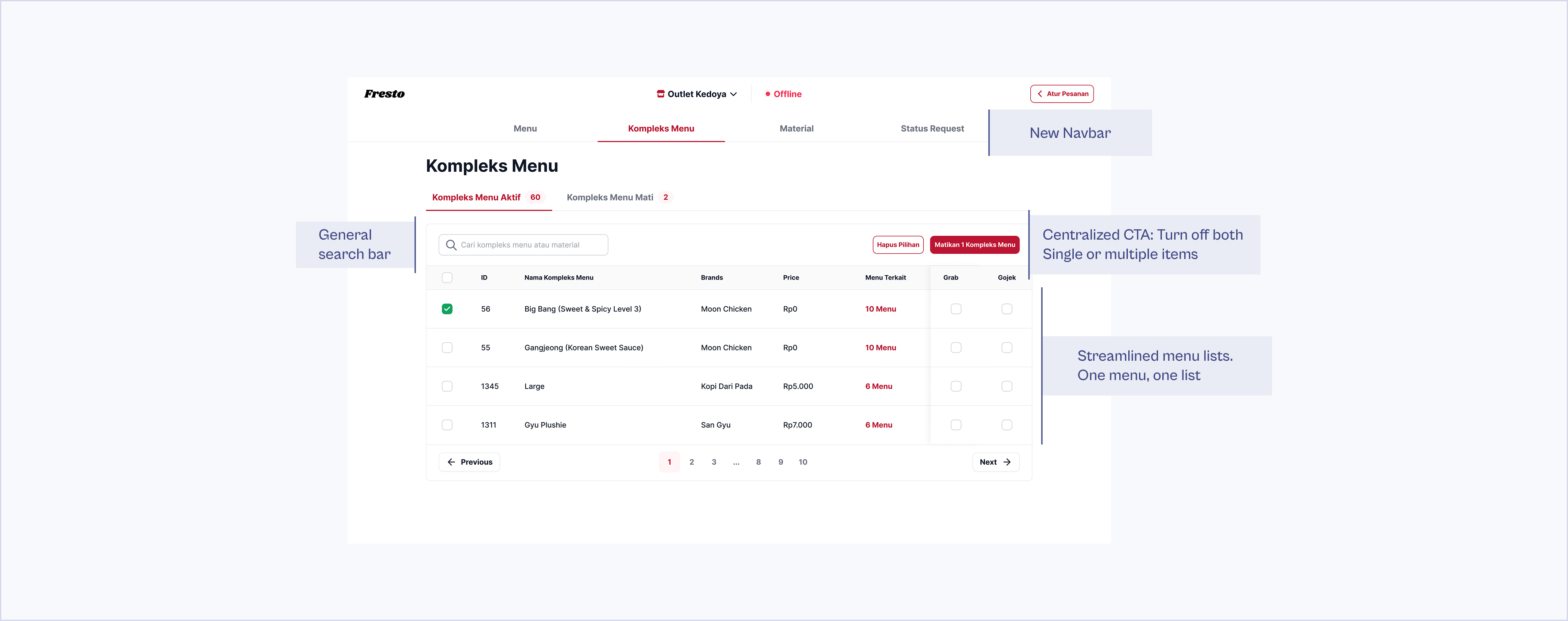 Final UI — child menu module