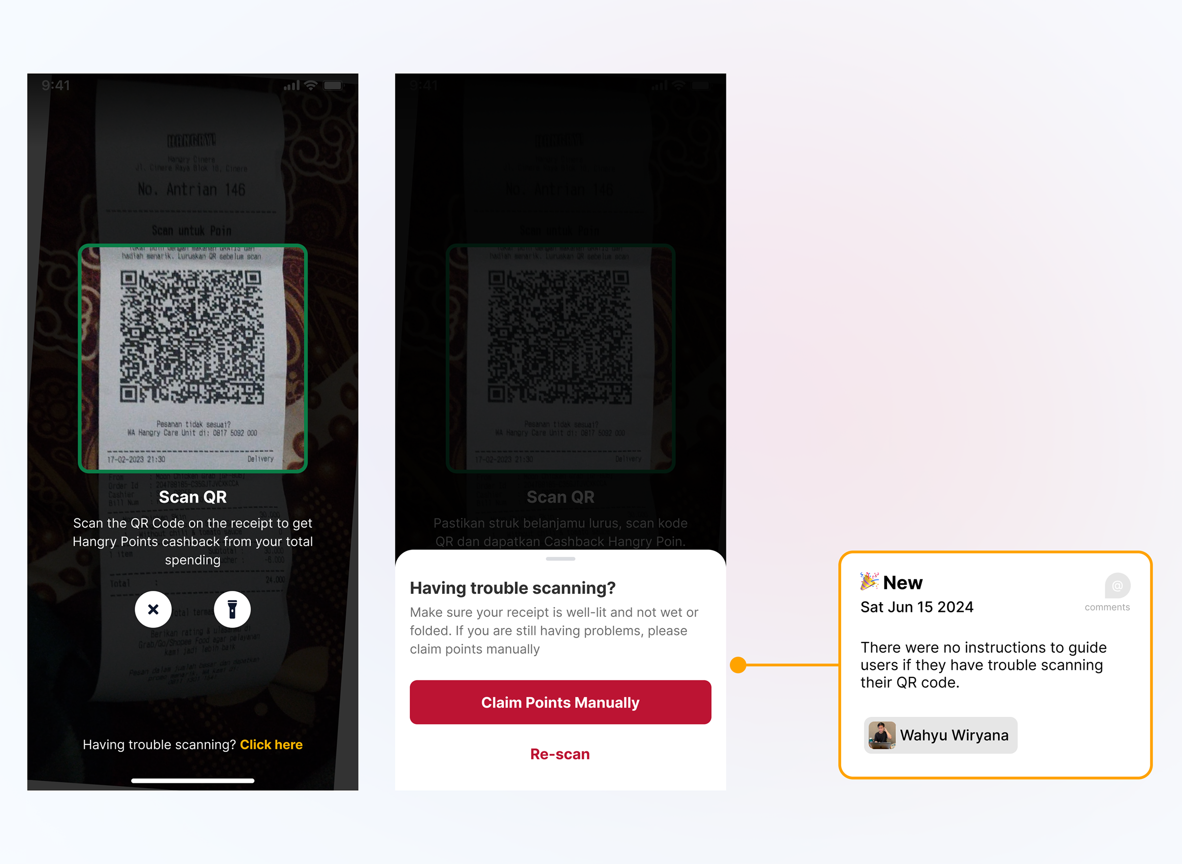 Previous QR scanning experience — no instructions